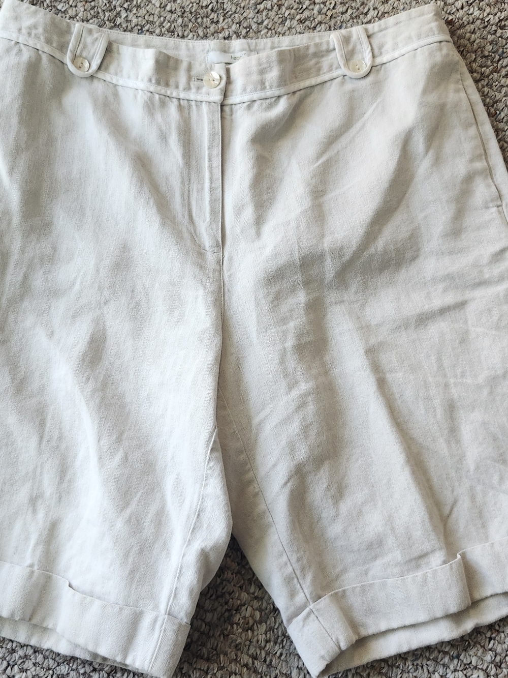 Women's White Athletic Linen-Blend Shorts